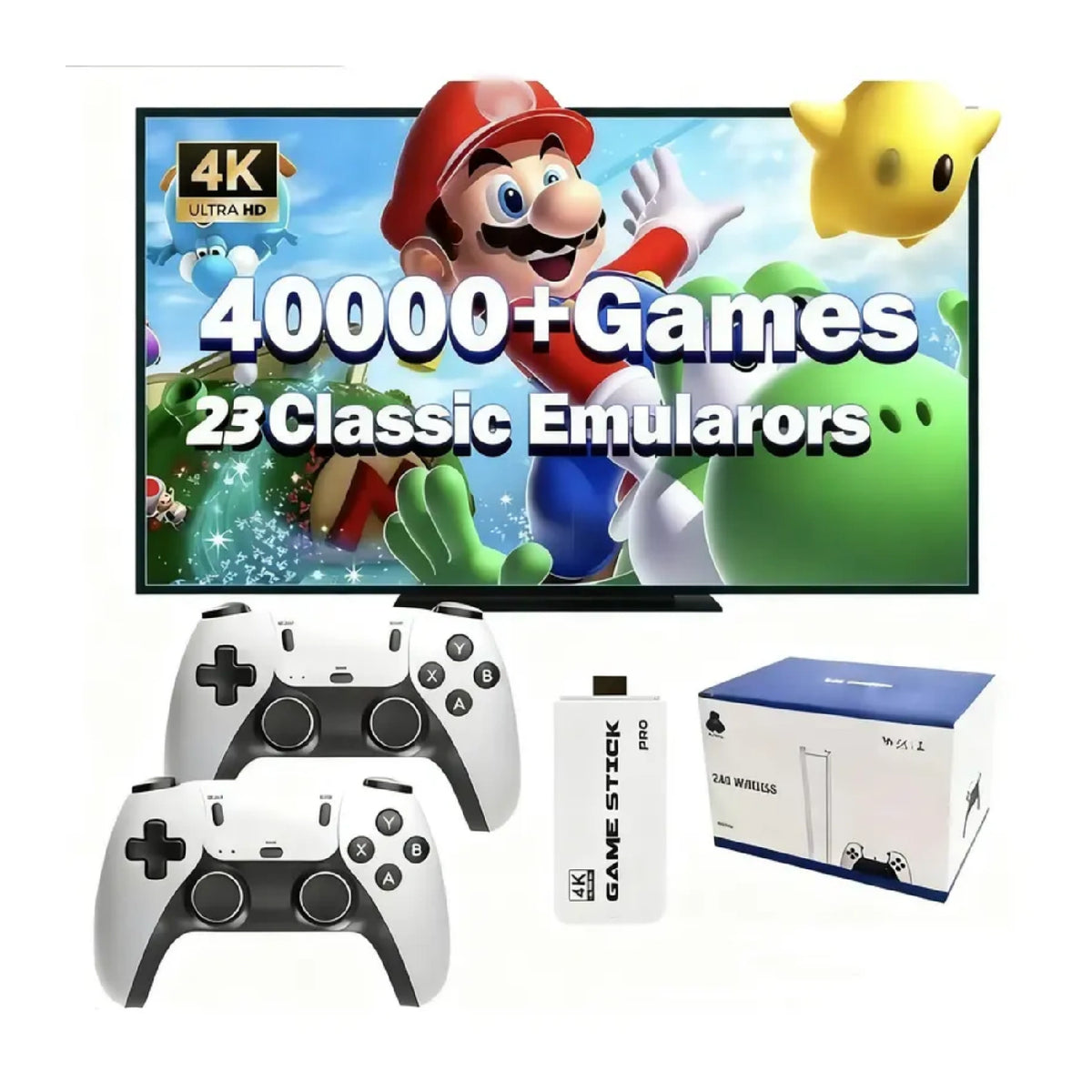 Wireless Retro Game Console – 60K+ Games, 4K, 2 Controllers